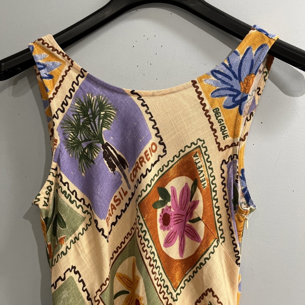 Sleeveless Maxi Dress in Yellow Floral Tile Print - Picture 11 of 16